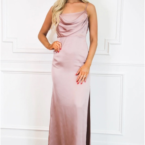 Stand By You Satin Maxi Dress by Bella & Bloom- never worn - Picture 1 of 10